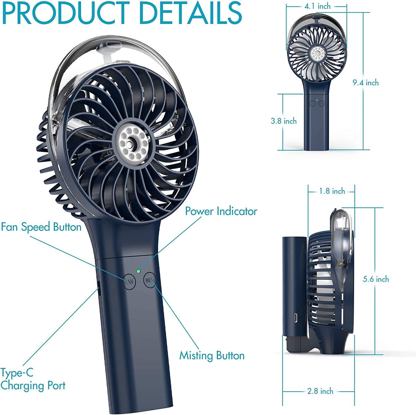 Portable USB Rechargeable Mist Fan