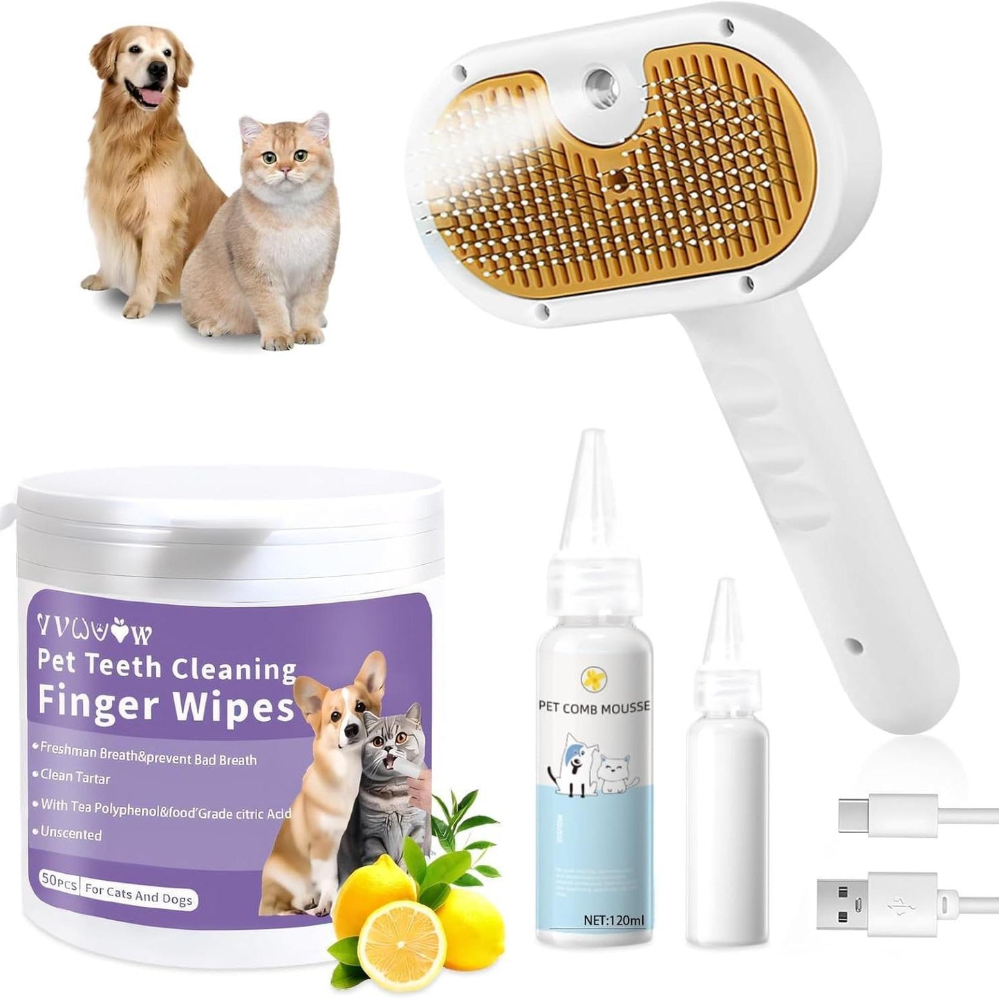 3-in-1 Universal Pet Steam Brush