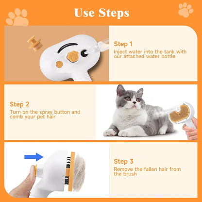 3-in-1 Universal Pet Steam Brush